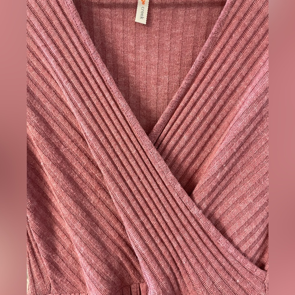 Orange Creek | Long Sleeve Mauve Ribbed Sweater Dress | Size Medium - Picture 3 of 3